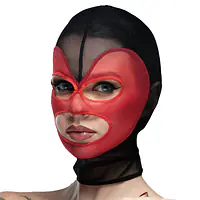 Маска серце сітка з відкритим ротом та очима Feral Feelings - Hearts Mask Black/Red - Master