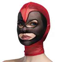 Маска серце сітка з відкритим ротом та очима Feral Feelings - Hearts Mask Red/Black - Master