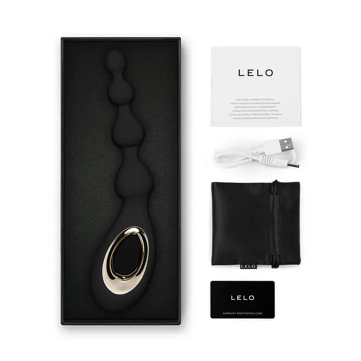 Анальне намисто з вібрацією LELO Soraya Beads Black, різний діаметр намистин, 8 режимів - Master