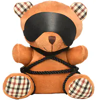 Плюшевий ведмедик ROPE Teddy Bear БДСМ у шкіряній масці та обв’язці, 22x16x12 см - Master
