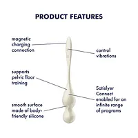 Вагінальні смарт-кульки з вібрацією Satisfyer Love Birds 1 Connect App White, 78 г - Master