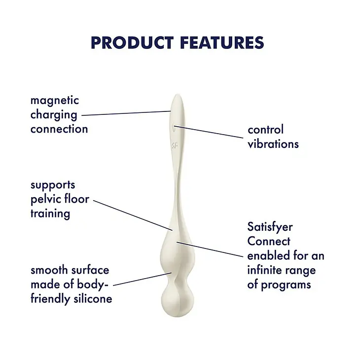 Вагінальні смарт-кульки з вібрацією Satisfyer Love Birds 1 Connect App White, 78 г - Master