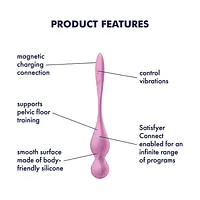 Вагінальні смарт-кульки з вібрацією Satisfyer Love Birds 1 Connect App Pink, 78 г - Master
