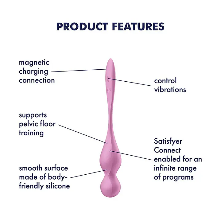 Вагінальні смарт-кульки з вібрацією Satisfyer Love Birds 1 Connect App Pink, 78 г - Master
