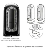 Вібромастурбатор Tenga Flip Zero Electronic Vibration Black, змінна інтенсивність, розкладний - Master