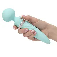 Вібромасажер 2в1 PILLOW TALK - Sultry Teal, класичний масажер і вібратор з ротацією, підігрів - Master