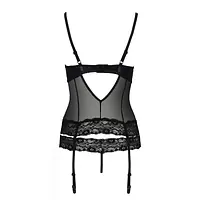 Корсет з відкритими грудьми Passion Exclusive NORTH CORSET S/M, black, пажі, трусики, шнурівка - Master