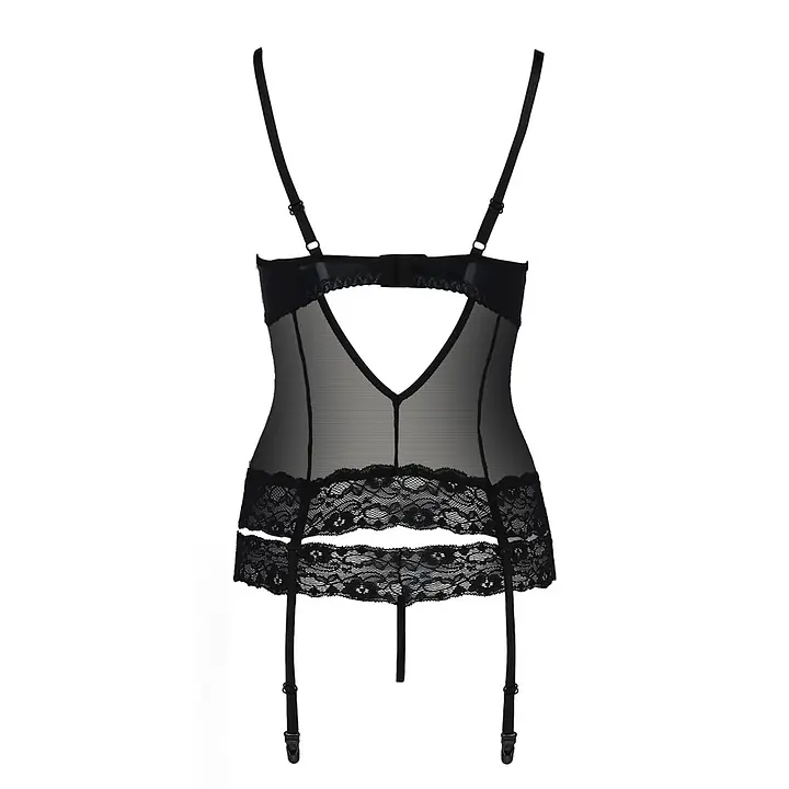 Корсет з відкритими грудьми Passion Exclusive NORTH CORSET S/M, black, пажі, трусики, шнурівка - Master
