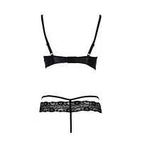 Комплект білизни Passion Exclusive NORTH SET L/XL, black, ліф і трусики з елементами під латекс - Master