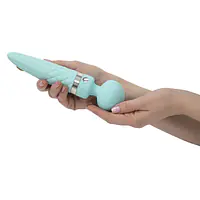 Вібромасажер 2в1 PILLOW TALK - Sultry Teal, класичний масажер і вібратор з ротацією, підігрів - Master