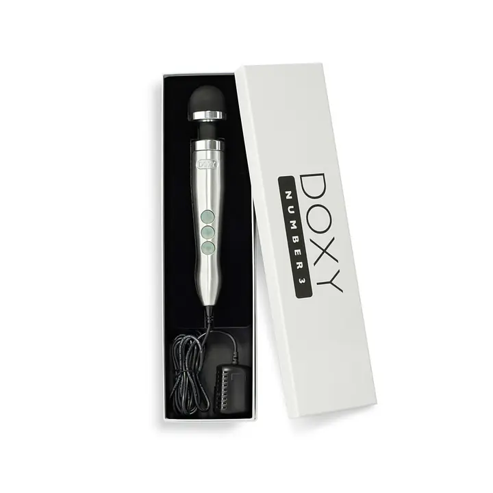Вібромасажер DOXY Number 3 Silver, дуже потужний, живлення 220В, металевий корпус - Master