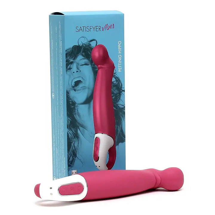 Потужний вібратор Satisfyer Vibes Petting Hippo з гнучким стовбуром, літій силікон, 12 режимів - Master