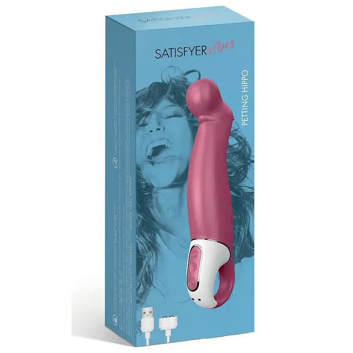 Потужний вібратор Satisfyer Vibes Petting Hippo з гнучким стовбуром, літій силікон, 12 режимів - Master