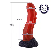 Силіконовий дилдо Hismith 8.35" Curved Silicone Dildo Red Monster Series - Master