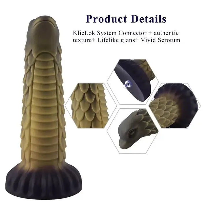 Силіконовий дилдо Hismith 8.5" Squama Beast Silicone Dildo Monster Series - Master