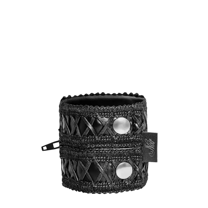 Жіночий гаманець-браслет Noir Handmade F326, black, під шкіру, рельєфний візерунок, кишеня на блискавці - Master
