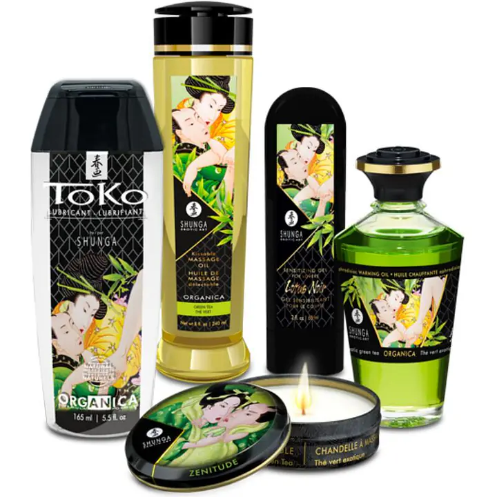 Подарунковий набір Shunga Garden of Edo, 5 засобів для масажу та пестощів, аромати зеленого чаю та лотоса - Master