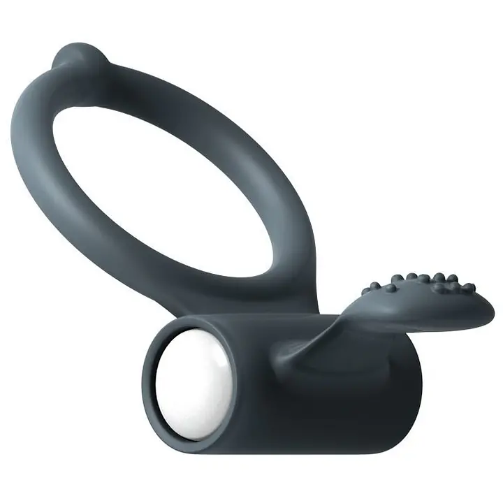 Ерекційне кільце Dorcel Power Clit Black V2 з вібрацією та язичком з щіточкою - Master