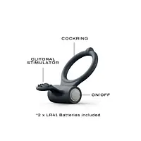 Ерекційне кільце Dorcel Power Clit Black V2 з вібрацією та язичком з щіточкою - Master