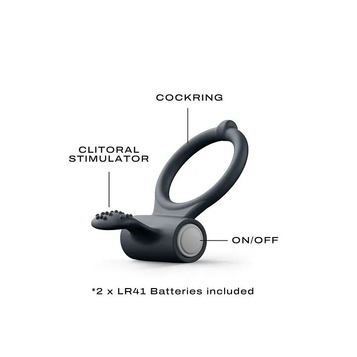 Ерекційне кільце Dorcel Power Clit Black V2 з вібрацією та язичком з щіточкою - Master
