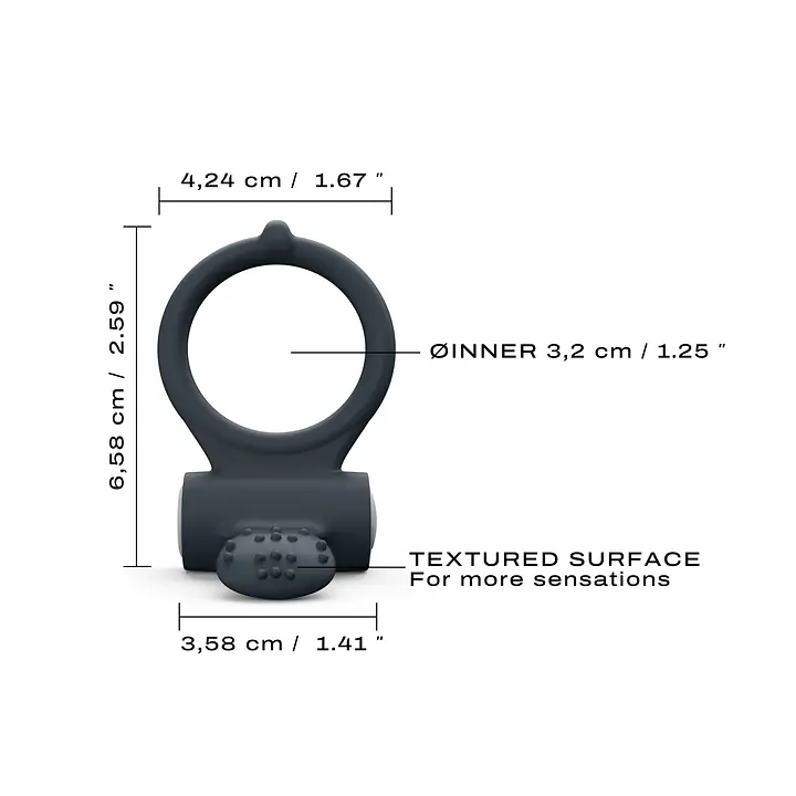 Ерекційне кільце Dorcel Power Clit Black V2 з вібрацією та язичком з щіточкою - Master