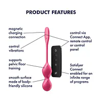 Вагінальні смарт-кульки з вібрацією Satisfyer Love Birds 2 Connect App Red, 86 г, пульт ДК - Master