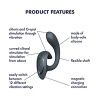 Вагінально-кліторальний вібратор Satisfyer G for Goddess 1 Dark Grey, 2 мотори - Master