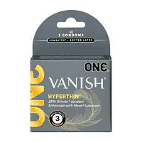 Презервативи ONE Vanish Hyperthin, 3 шт, ультратонкі, зі змазкою, картонне паковання - Master