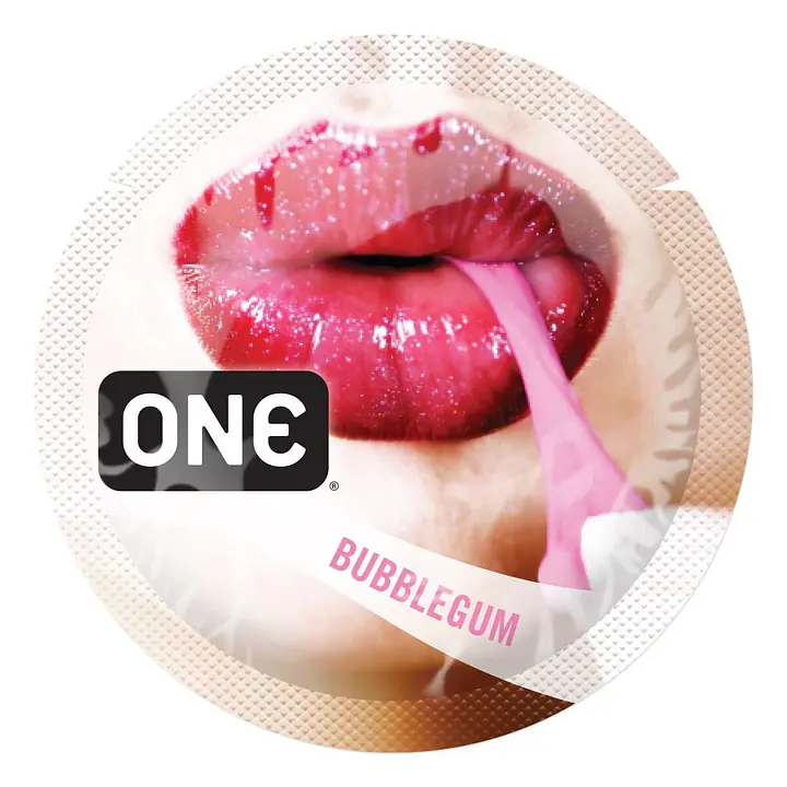 Ароматизований презерватив ONE FlavorWaves Bubblegum, 1 шт, фіолетовий, запах жувальної гумки - Master