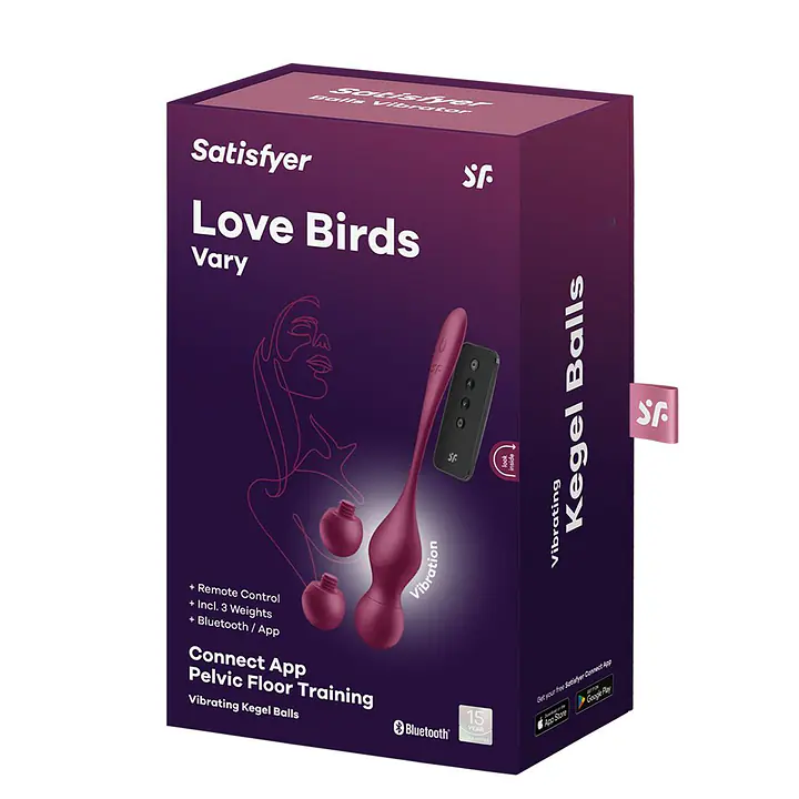 Смарт-вагінальні кульки з вібрацією Satisfyer Love Birds Vary Connect App, змінювана маса, пульт ДК - Master