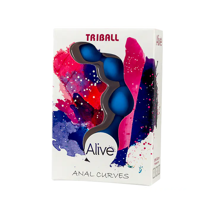 Анальні кульки Alive Triball Blue, силікон, макс. діаметр 2 см - Master