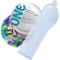 Презерватив ONE Pleasure Plus, 1 шт, з ребристою ділянкою на кінці, зі змазкою - Master