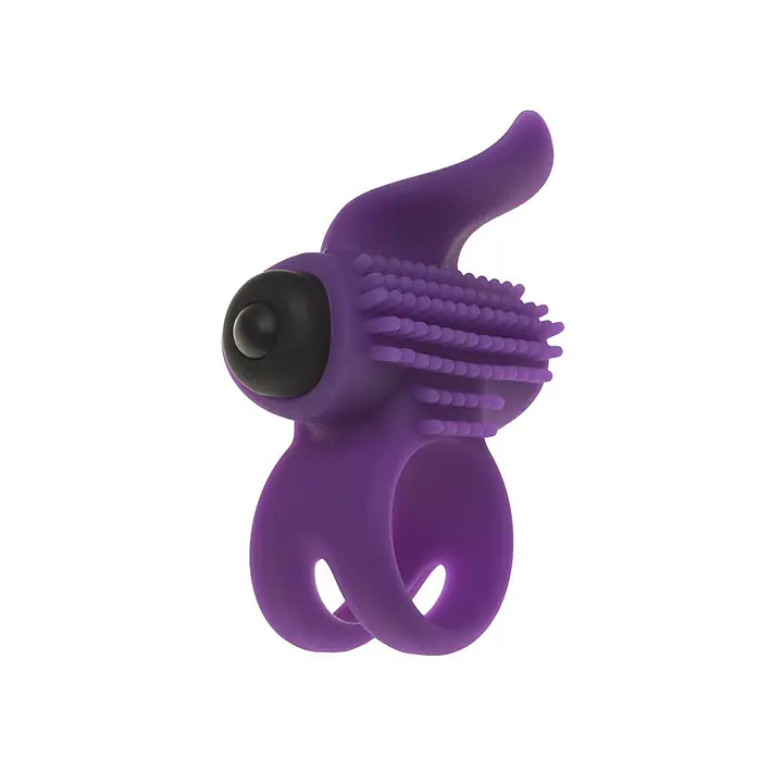 Ерекційне віброкільце Adrien Lastic Bullet Lastic Ring з язичком і щіточкою для стимуляції клітора - Master