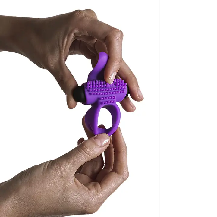 Ерекційне віброкільце Adrien Lastic Bullet Lastic Ring з язичком і щіточкою для стимуляції клітора - Master