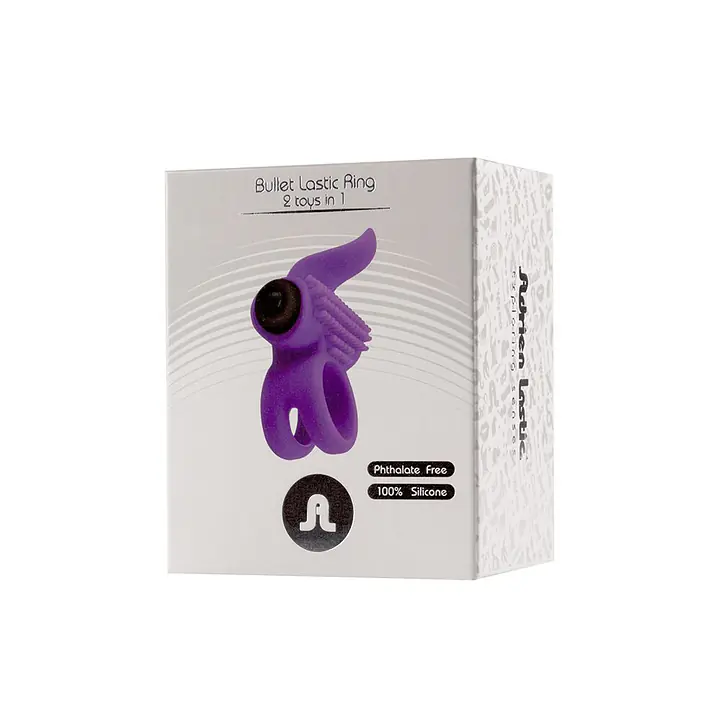 Ерекційне віброкільце Adrien Lastic Bullet Lastic Ring з язичком і щіточкою для стимуляції клітора - Master