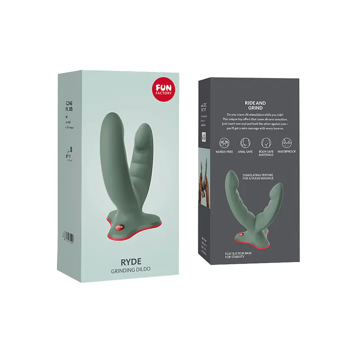 Подвійний фалоімітатор Fun Factory RYDE wild olive, гнучкі стовбури, присоска - Master