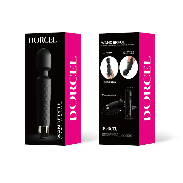 Мінівібромасажер Dorcel Wand Wanderful Black потужний, водонепроникний, 18 режимів роботи - Master
