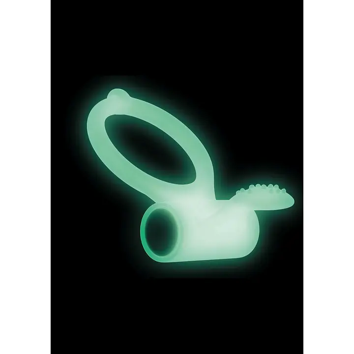 Ерекційне кільце Dorcel Power Clit White PHOSPHO з вібрацією, біле, світиться в темряві - Master