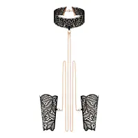 Мереживні наручники та комір Rosy Gold - Lace Cuffs and Collar - Black - Master