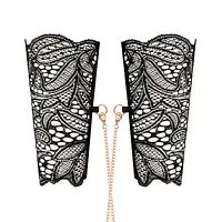 Мереживні наручники та комір Rosy Gold - Lace Cuffs and Collar - Black - Master