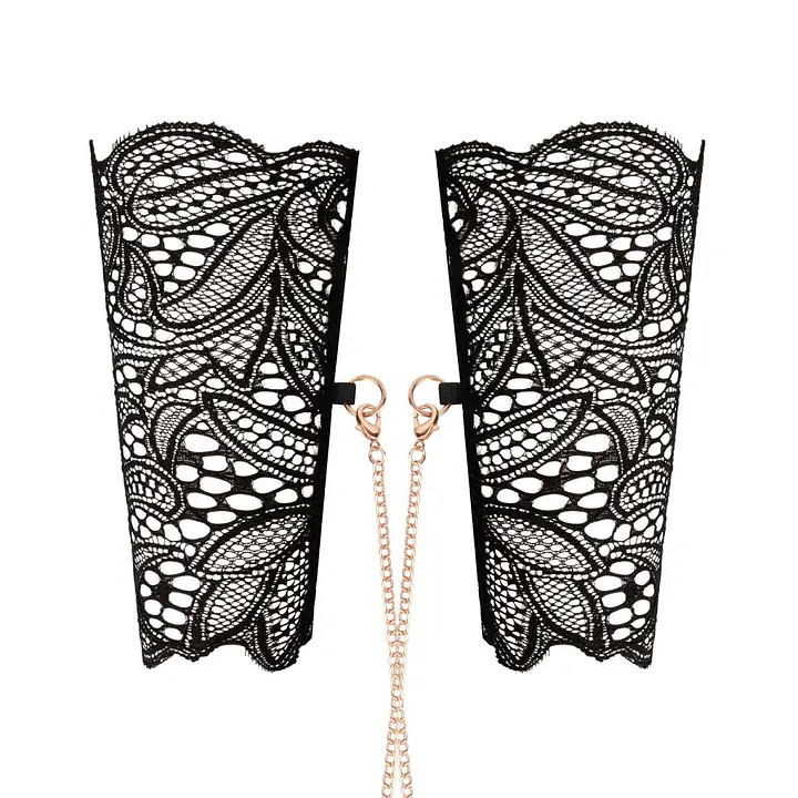 Мереживні наручники та комір Rosy Gold - Lace Cuffs and Collar - Black - Master