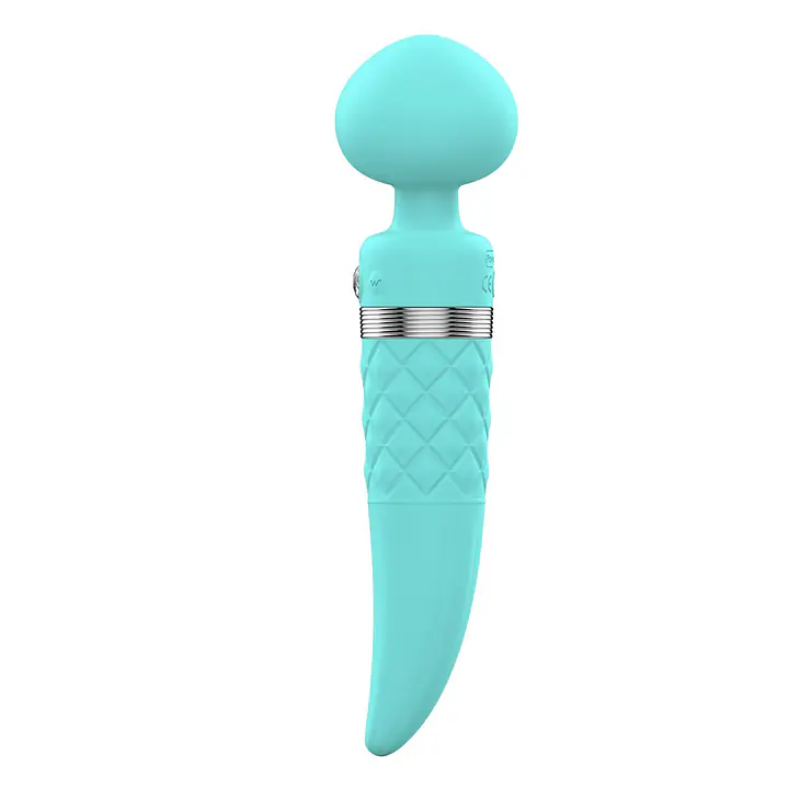 Вібромасажер 2в1 PILLOW TALK - Sultry Teal, класичний масажер і вібратор з ротацією, підігрів - Master