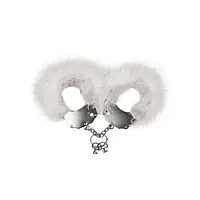 Наручники металеві Adrien Lastic Handcuffs White з білою пухнастою обробкою - Master