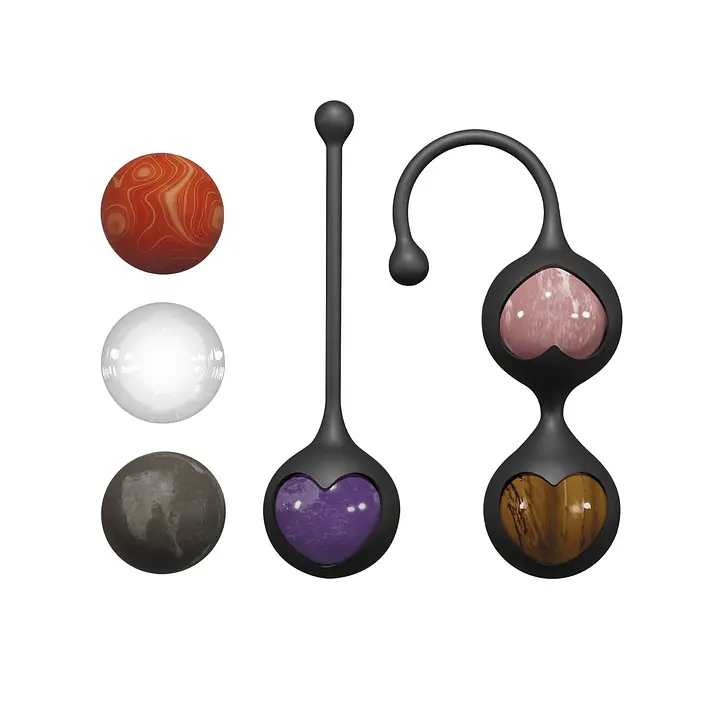 Вагінальні кульки Adrien Lastic Harmony Stones, напівдорогоцінне каміння, діаметр 3 см, 2 тримачі - Master