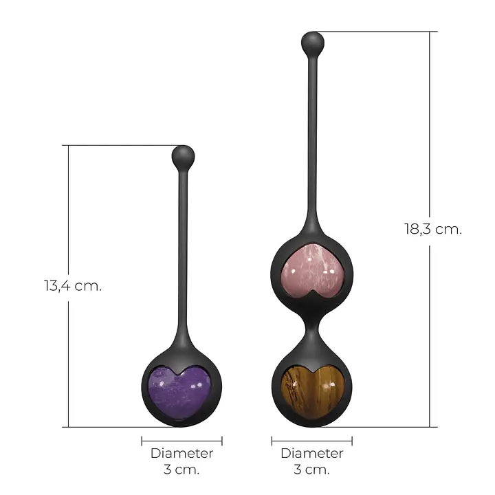 Вагінальні кульки Adrien Lastic Harmony Stones, напівдорогоцінне каміння, діаметр 3 см, 2 тримачі - Master