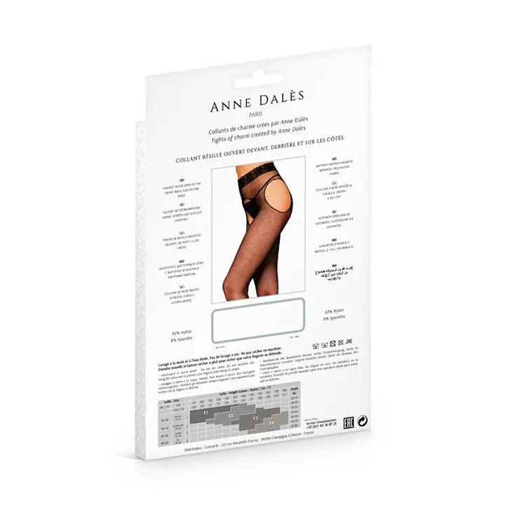 Колготки-панчохи з поясом Anne De Ales MORGANE T2 Black, дрібна сіточка, з доступом - Master