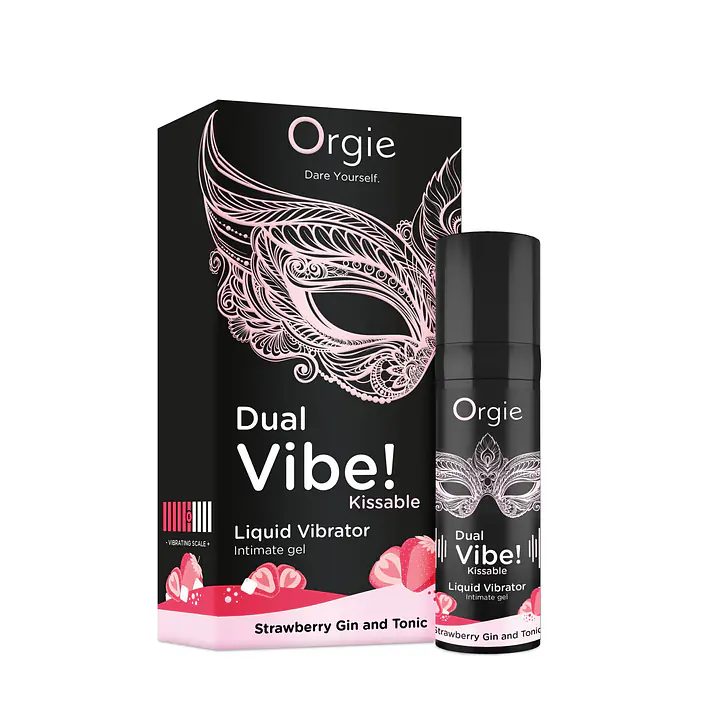 Рідкий вібратор Orgie Dual Vibe! Strawberry Gin&Tonic Kissable Liquid Vibrator, 15мл - Master