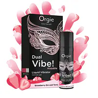 Рідкий вібратор Orgie Dual Vibe! Strawberry Gin&Tonic Kissable Liquid Vibrator, 15мл - Master