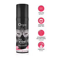 Рідкий вібратор Orgie Dual Vibe! Strawberry Gin&Tonic Kissable Liquid Vibrator, 15мл - Master