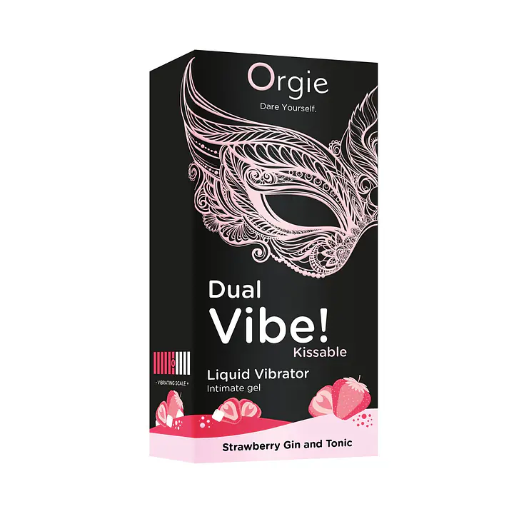 Рідкий вібратор Orgie Dual Vibe! Strawberry Gin&Tonic Kissable Liquid Vibrator, 15мл - Master